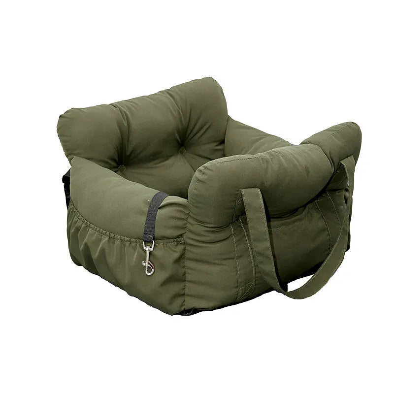Green cloth pet car bed safety seat for dogs cats S and L sizes
