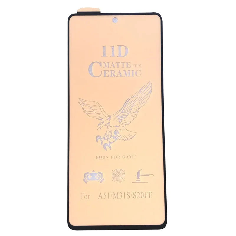 Tempered glass screen protector film for Samsung mobile phone showing privacy anti-peep effect.