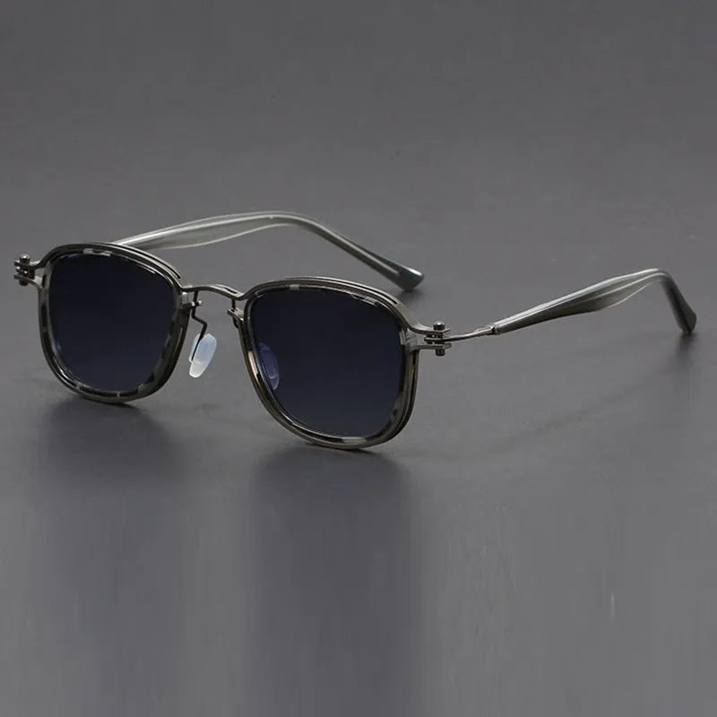 Retro-style square frame sunglasses with a mixed plastic and metal construction.