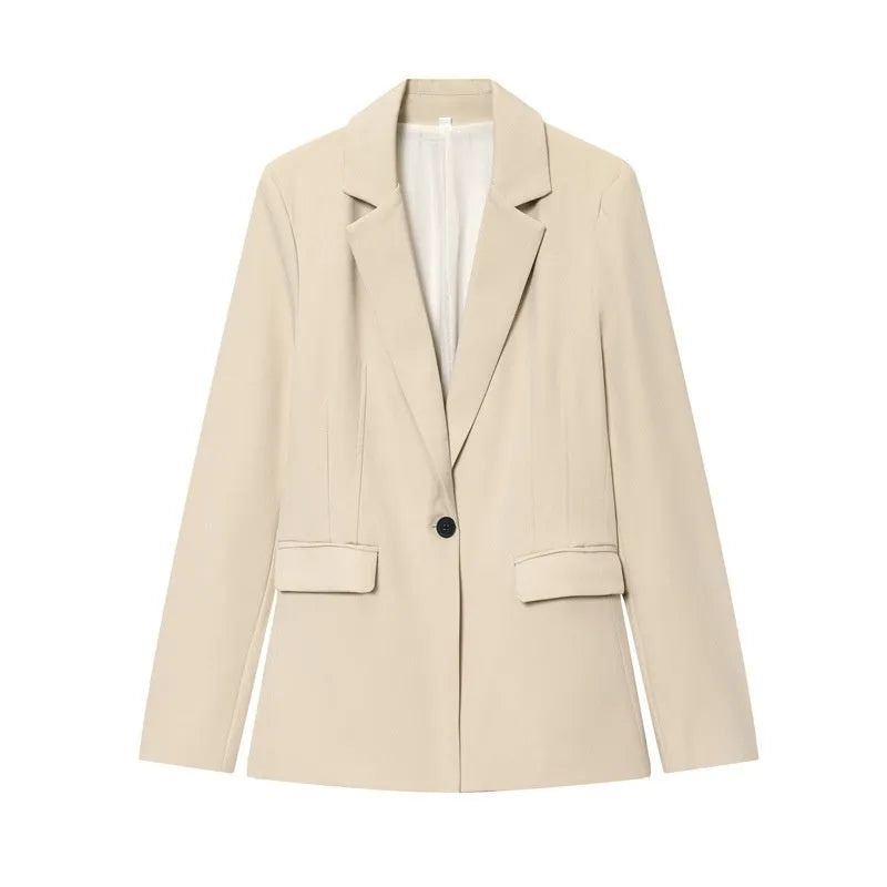 Slim-fit long-sleeve suit jacket and flared pants for women in black PVC blend solid colour set