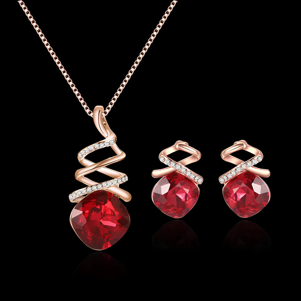 Women's alloy bridal jewellery set with adjustable water wave chain necklace and matching earrings.