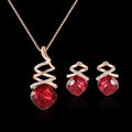 Women's alloy bridal jewellery set with adjustable water wave chain necklace and matching earrings.