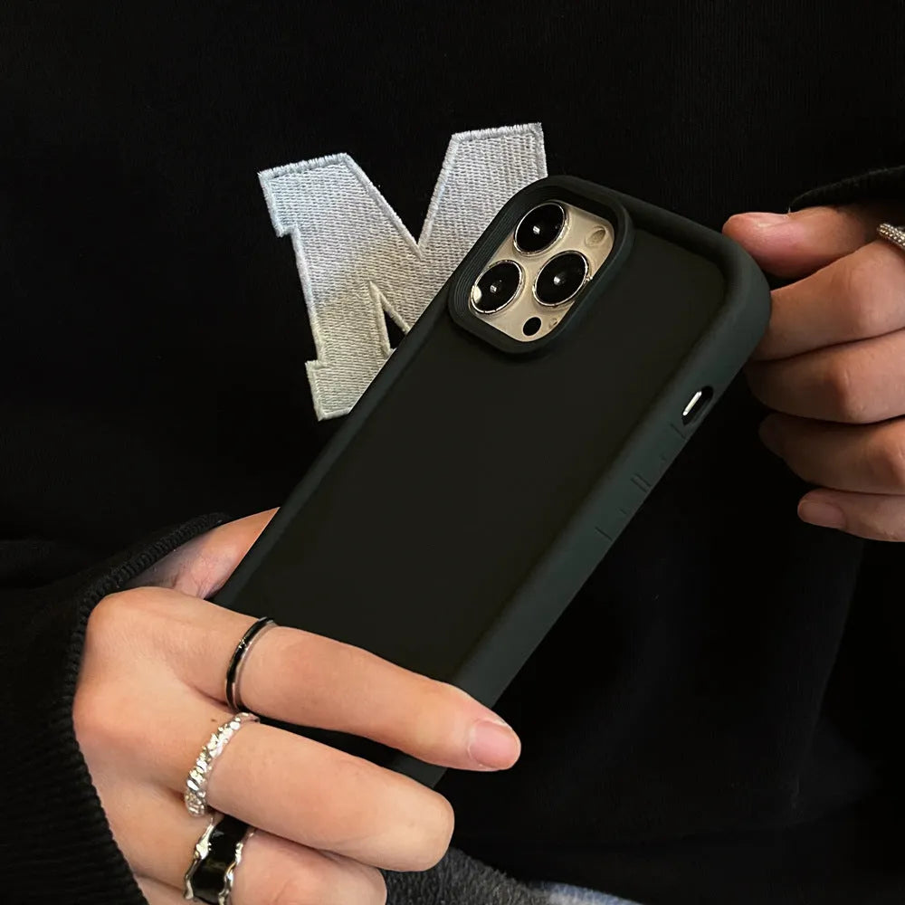 Frosted matte silicone iPhone case with skin-feel texture in solid colour options