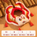 New Year pet scarf collar in Lion Dance Blessing design for cat or dog, size S or M, festive autumn winter accessory