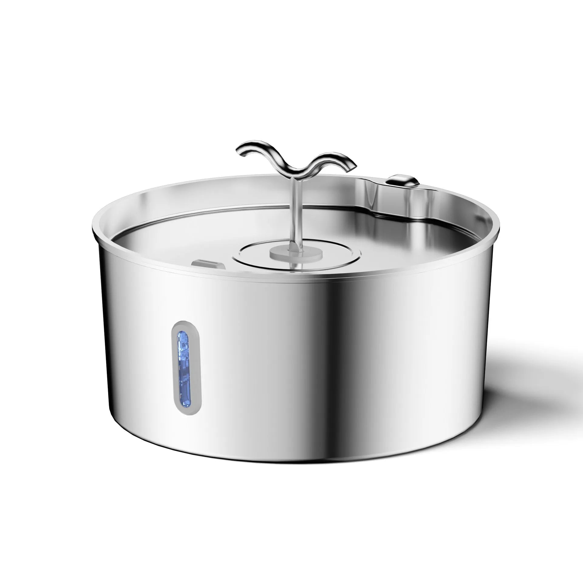 7L stainless steel floating pet bowl with strip window and faucet opening for cats and dogs