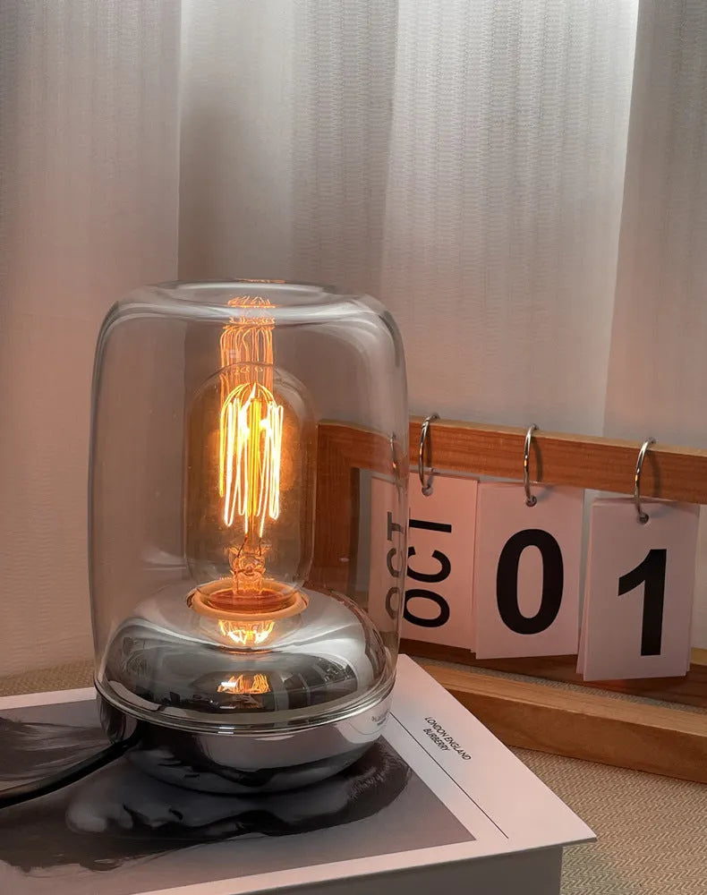 Geometric glass essential oil ambience lamp with waterless aromatherapy lighting