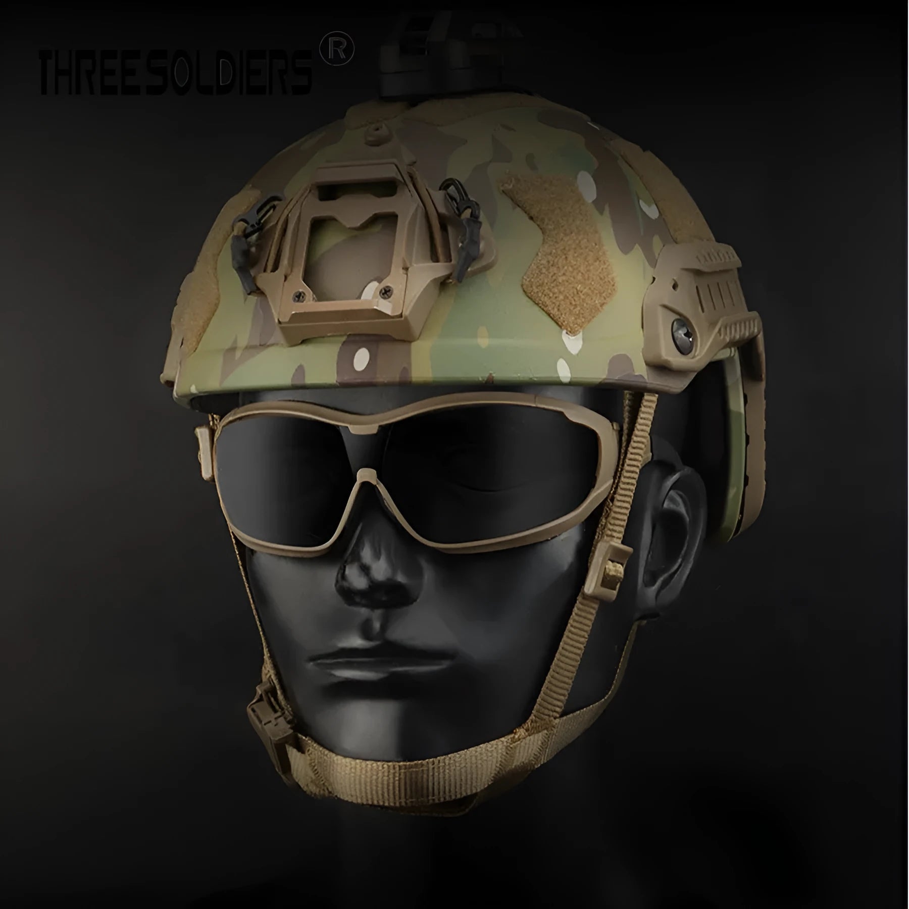 Plastic full rim outdoor fishing goggles with transparent lens in mud colour frame