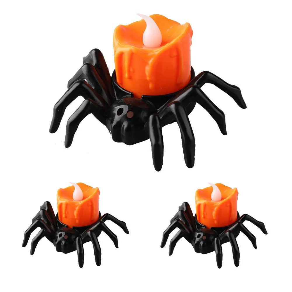 Plastic Halloween spider candlestick ornament with battery compartment