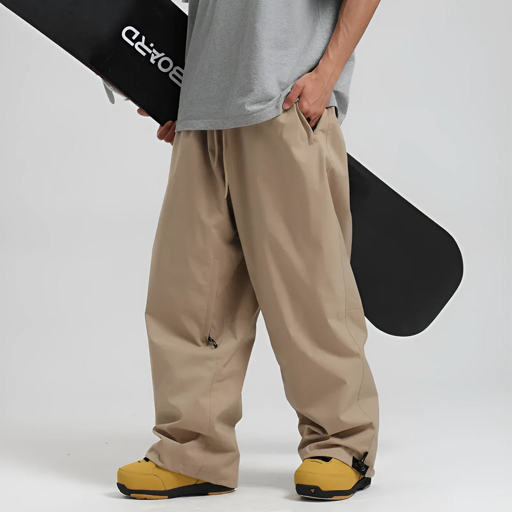 New Loose Single-board Windproof Waterproof Breathable Wide-leg Work Pants in Khaki