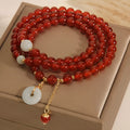Red agate multi-layer crystal bracelet with retro ethnic styling for women