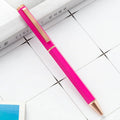 Metal six-angle rod ballpoint pen with 1.0mm bullet tip in multiple colour options