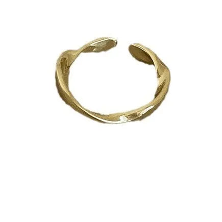 Irregular metal open ring for women gold and silver electroplated copper geometric shape