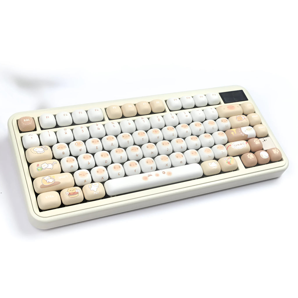 Steamed Bread Bags Cat themed full PBT keycap set for keyboards, shown in Full Set March Past Supplement colours.
