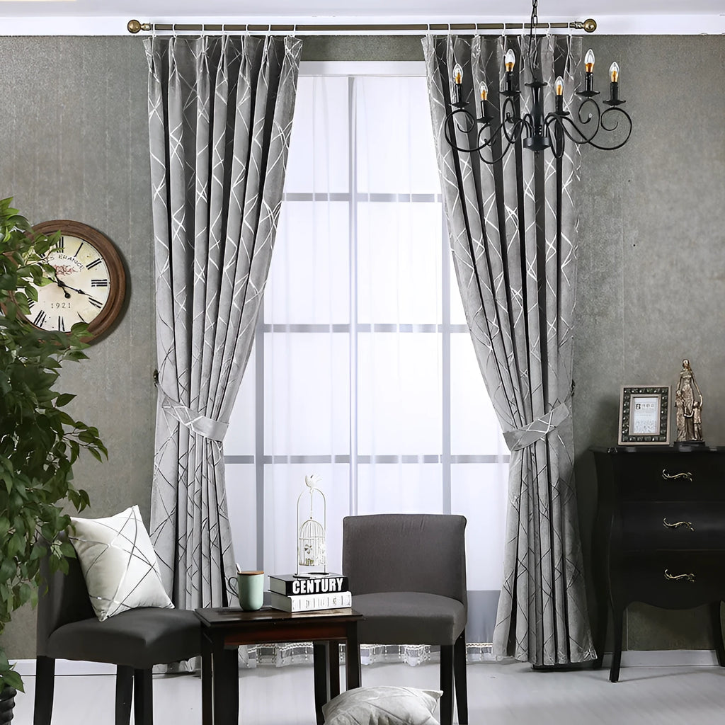 Solid colour chenille blackout curtain in modern minimalist style for living room or bedroom