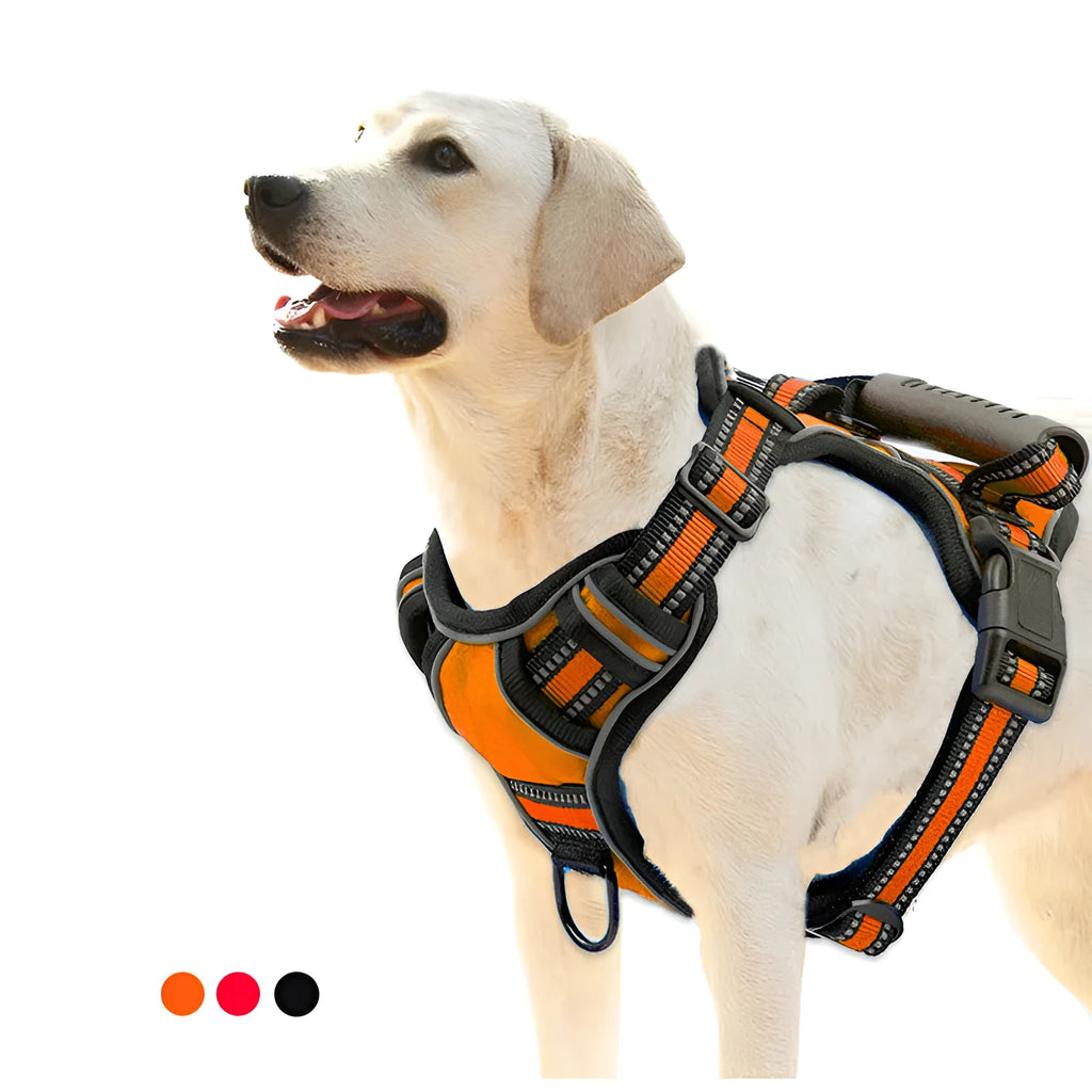 Breathable reflective dog harness no pull vest in black with adjustable chest strap