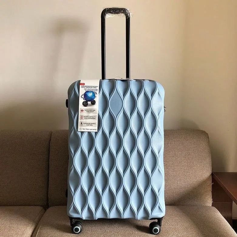 20 inch carbon fiber password luggage small trolley case in black with universal wheels