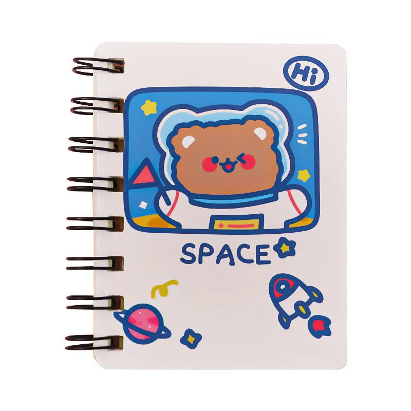 Astronaut series pocket flipper notebook showing 10.5cm x 8cm dimensions with choice of four cover designs