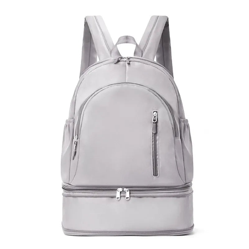 Waterproof polyester casual travel backpack with adjustable curved straps in solid colour options