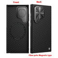 Kevlar magnetic phone bracket case for Samsung S24 Ultra in black with invisible stand