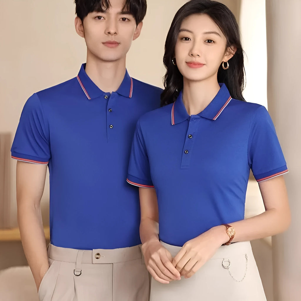 Men's slim fit short sleeve cotton blend shirt shown in multiple available colours.
