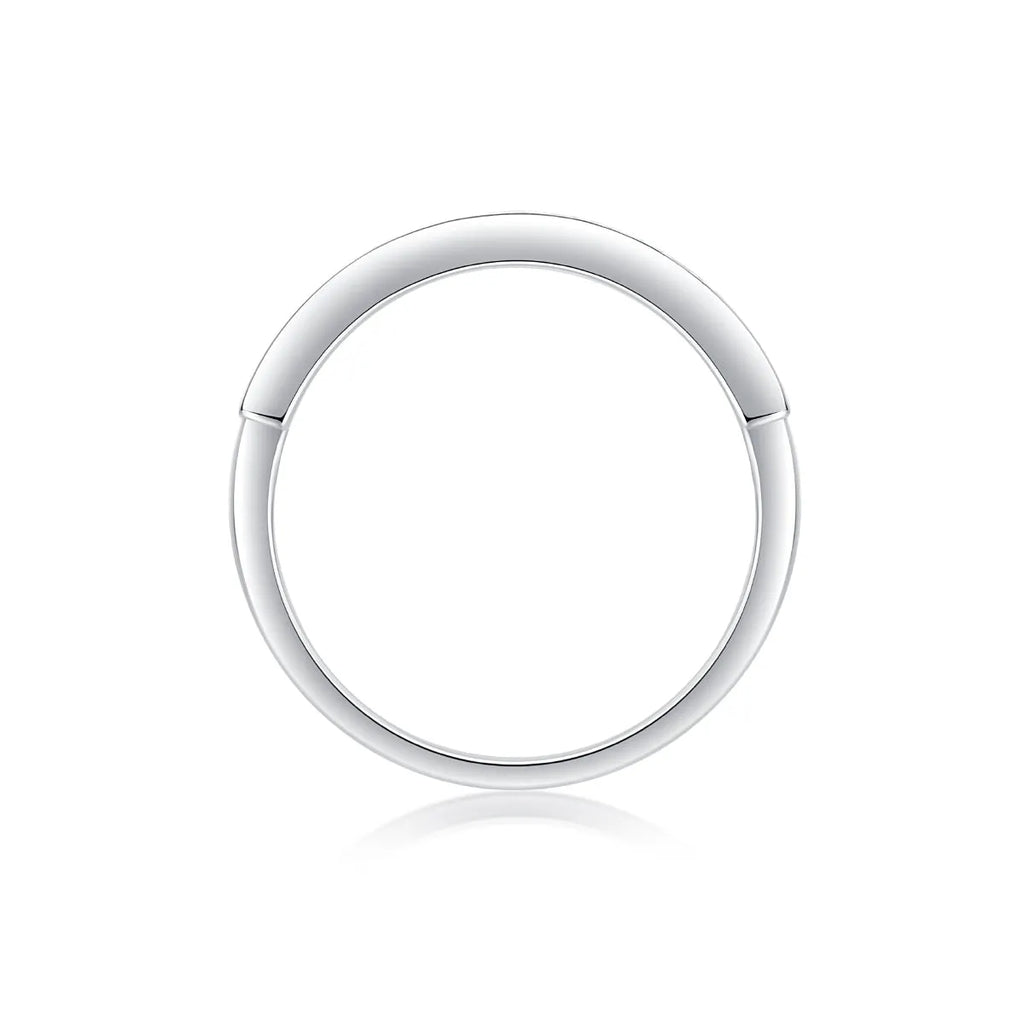 Moissanite wedding ring set in S925 silver with platinum plating, sizes 5-9, 2.2g per ring, GRA certificate included.