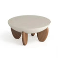White solid wood coffee table with adjustable legs and storage compartment