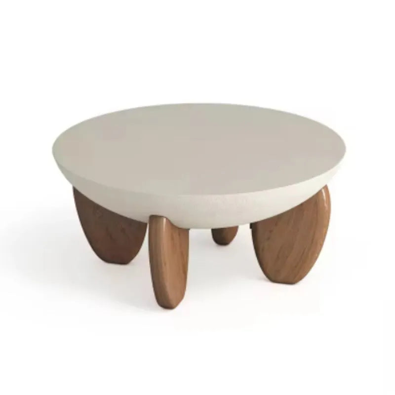 White solid wood coffee table with adjustable legs and storage compartment