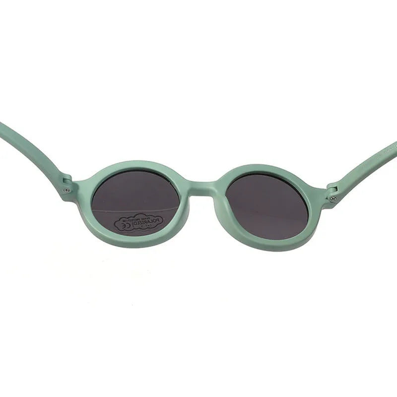 Children's round frame sunglasses with polarised TAC lenses and soft TPEE frame for ages 0-3 years