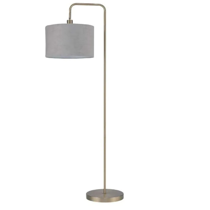 Black fabric shade LED floor lamp with iron body and adjustable head for reading or study use