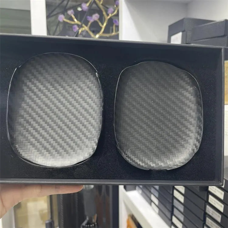 3K carbon fiber forged protective cover for Apple Airpods Max in embossed black finish