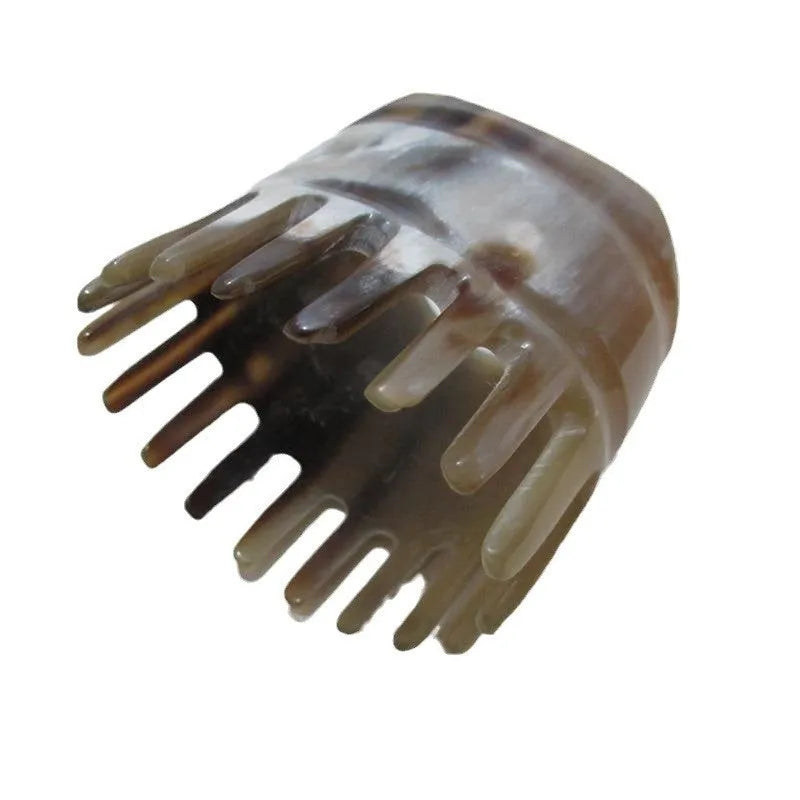 White buffalo horn hair comb with wide teeth design for women's hair care and scalp massage