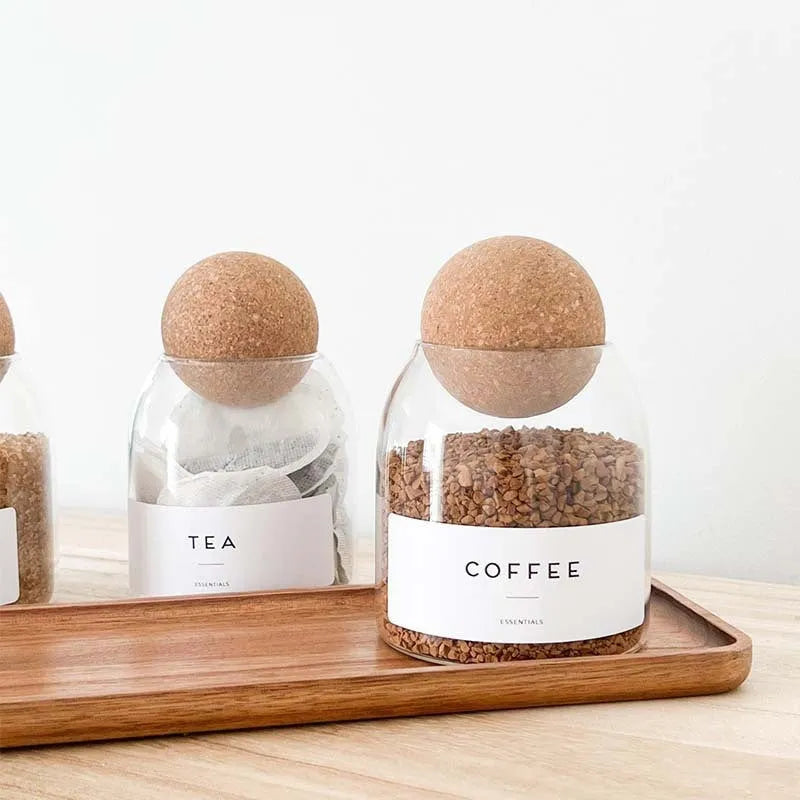 Glass food storage tank three-piece set spherical transparent design modern simplicity
