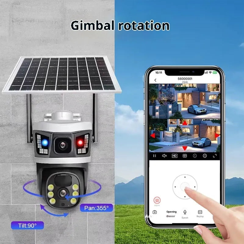 10x zoom monitoring camera ball machine with solar panel and ABS housing