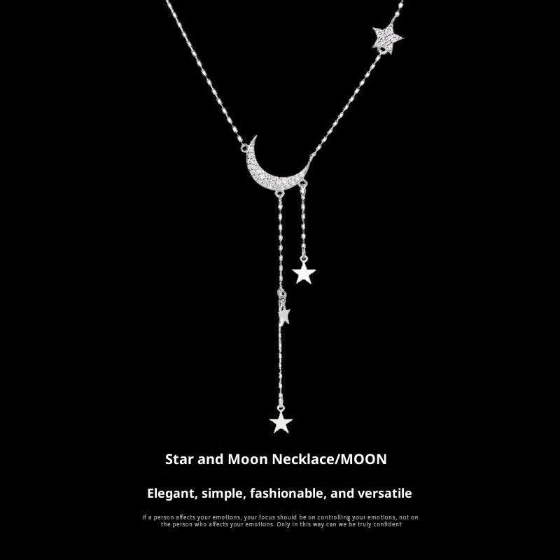 Super Fairy Moon XINGX tassel necklace with copper pendant and mixed gem inlay on woman