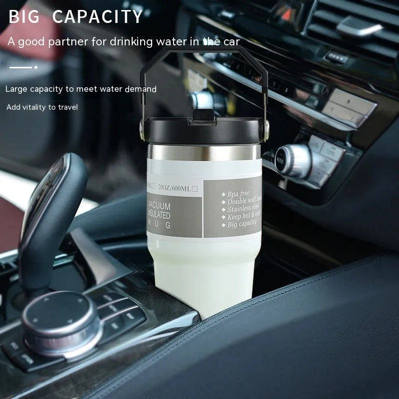 30oz stainless steel travel tumbler with handle and cover in dark pink colour