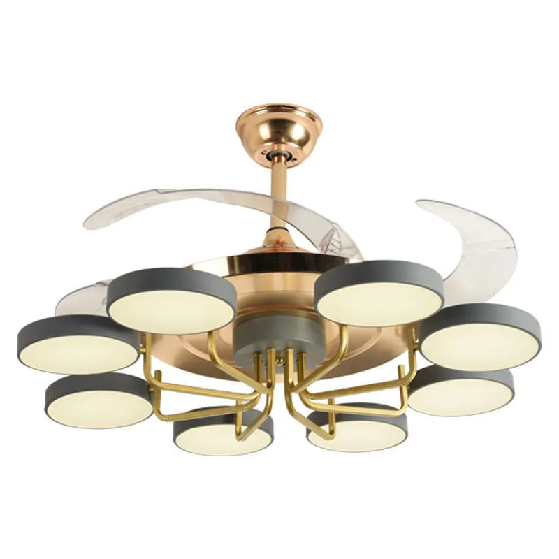 Modern Nordic ceiling fan lamp with 72W LED three colour dimming, 42 inch fan, gold mould finish