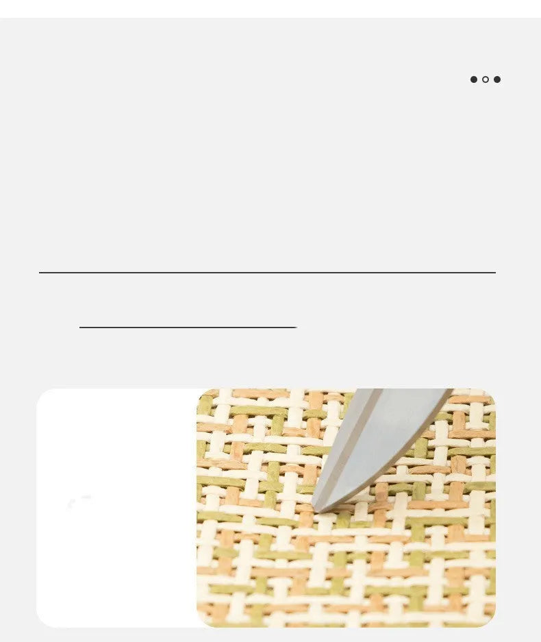 Beige woven pet cooling mat for cats and dogs, size M (75x55cm), laid on a wooden floor