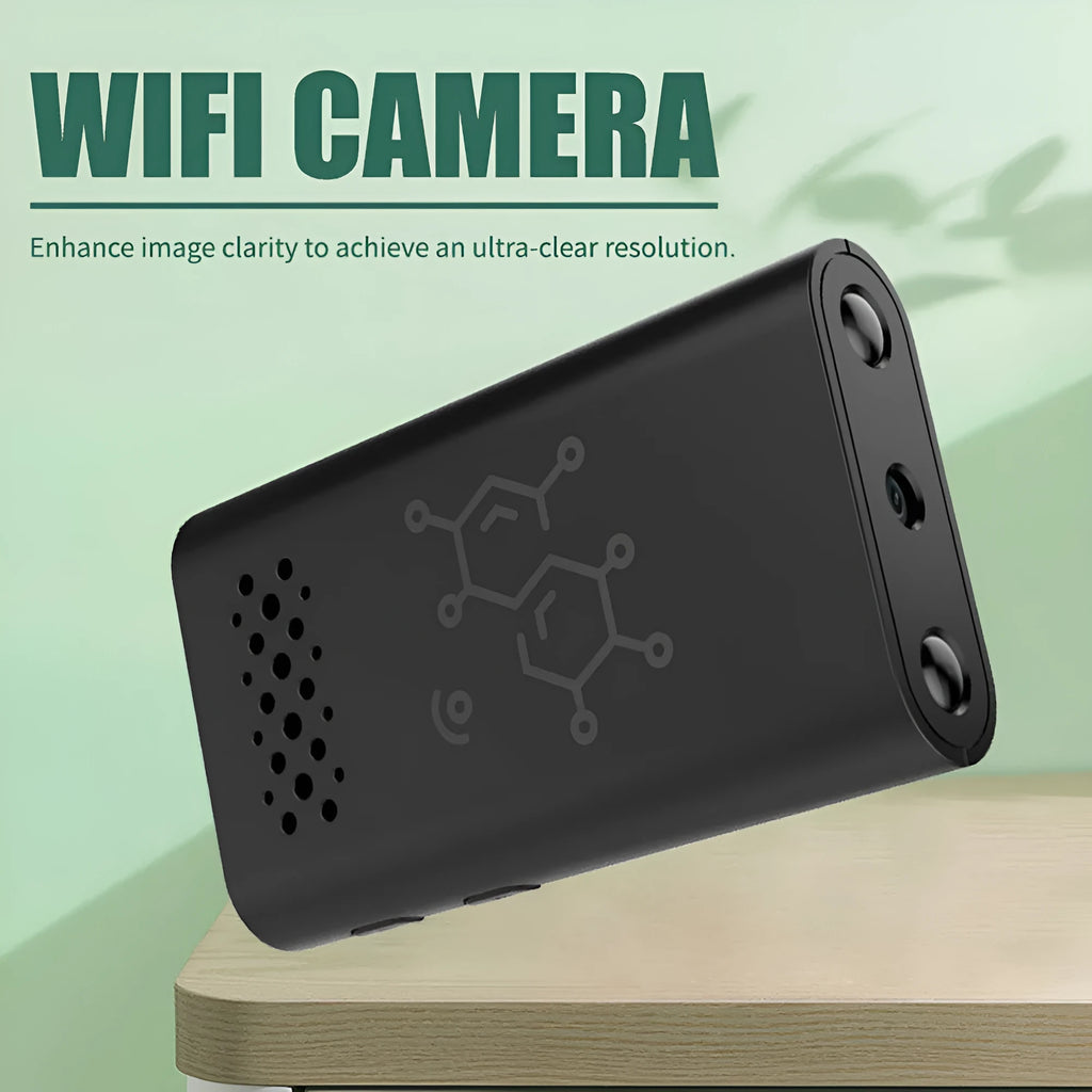 Black WiFi smart security camera for indoor home monitoring with 1080p HD resolution