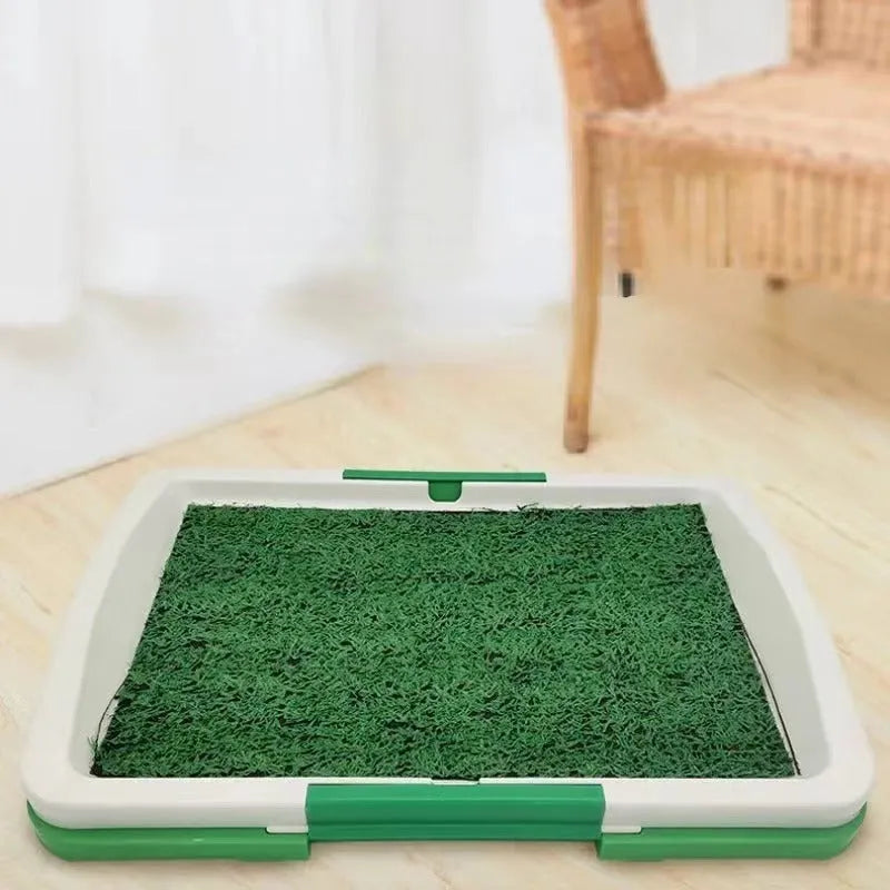 Green turf dog grass patch indoor toilet trainer with three-layer construction for puppy potty training