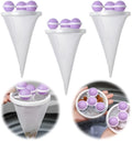 Reusable washing machine filter bag in blue pink purple colours catching pet hair and lint