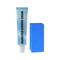 Blue car glass oil film remover tool with soft sponge applicator for clear window visibility