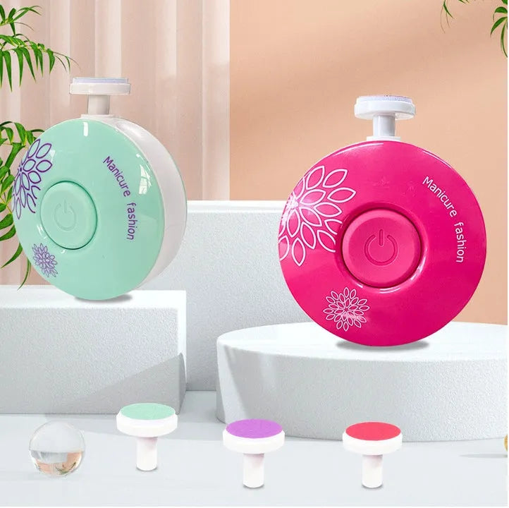 Red and green baby electric nail polisher sets with multiple grinding heads for infant nail care