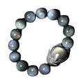 Obsidian carved fox couple bracelet showing animal zodiac design in cartoon style