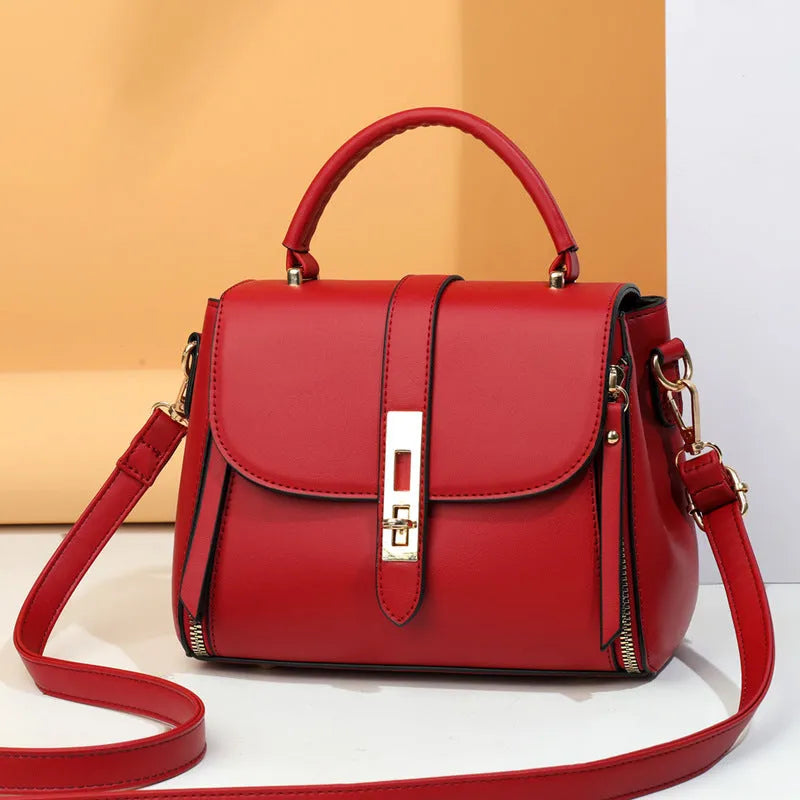 Women's vertical square messenger shoulder bag in soft PU leather with interior lining
