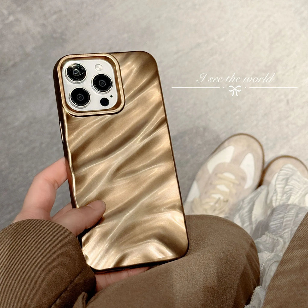 Desert gold TPU phone case with three-dimensional silk pattern for iPhone 15 Pro Max