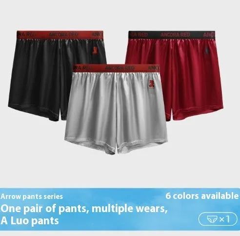 Men's solid colour boxer briefs in polyester knit fabric showing mid waist design