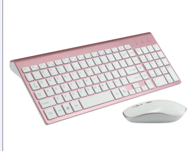 Wireless keyboard and mouse combo full-size 104-key ultra-thin black colour with numeric keypad and USB receiver