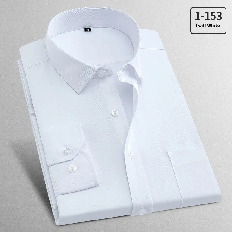 Men's white flax linen long sleeve business shirt showing Pink Diagonal and Red Plain colour options