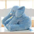 Soft grey elephant plush pillow shell for a child's bed, showing short plush texture.