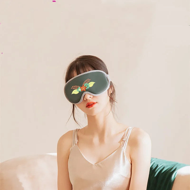 USB-powered portable eye steam massage mask with suede shell in green or pink colour